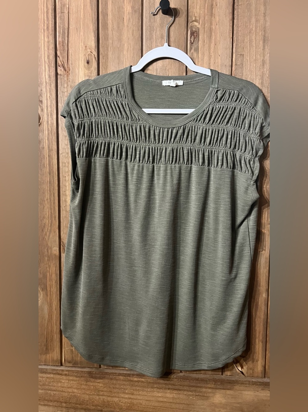 Maurices Olive Smocked Yoke Tank Top